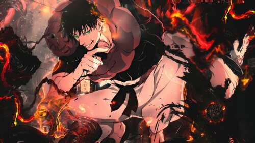 A high-quality artwork featuring Toji Fushiguro from the anime Jujutsu Kaisen free wallpaper