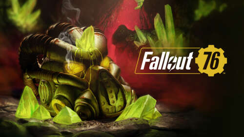 A character from Fallout 76 wearing a Vault suit standing in a post-apocalyptic wasteland... free wallpaper
