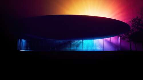 The iconic glass Steve Jobs Theater at Apple Park featuring modern architecture and... free hd wallpapers