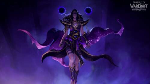 A dark and ethereal Voidweaver from World of Warcraft: The War Within, featuring... free wallpaper
