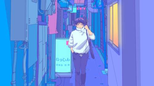 Yuta Okkotsu from Jujutsu Kaisen in a vaporwave-style Japanese street with neon synthwave... free hd wallpapers
