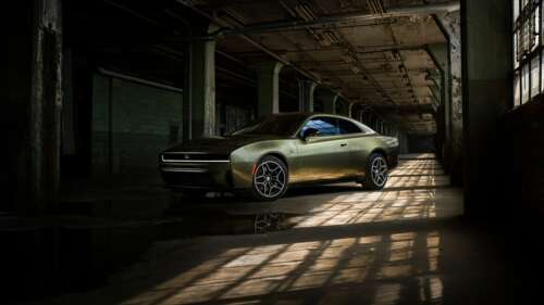 Close-up view of the 2026 Dodge Charger Daytona Scat Pack featuring sleek, modern... wallpaper