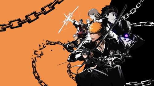 A cinematic high-resolution render of Ichigo Kurosaki, Rukia Kuchiki, and Sosuke... Desktop pictures for wallpaper