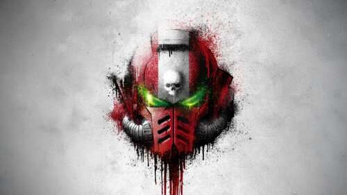 Dripping graffiti-style artwork of a Blood Angel Space Marine from Warhammer 40K... wallpaper