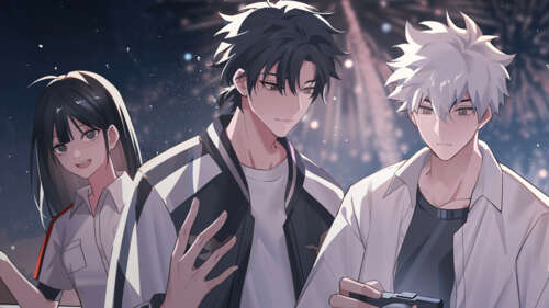 The characters Cheng Xiaoshi, Lu Guang, and Qiao Ling from the anime Link Click (Shiguang... Desktop hd background