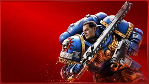 Demetrian Titus from Warhammer 40,000: Space Marine 2 standing against a vibrant... free wallpaper