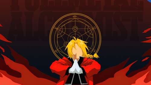 A faceless minimalist illustration of Edward Elric from Fullmetal Alchemist. Desktop desktop wallpaper