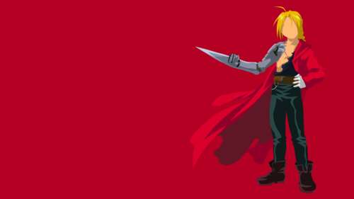 A minimalist illustration of Edward Elric from Fullmetal Alchemist: Brotherhood against... 4K (Ultra HD) wallpaper for laptop download