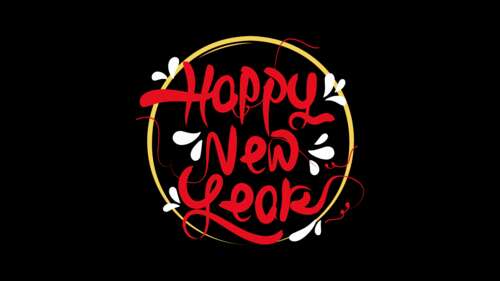 Elegant calligraphy reading Happy New Year against a solid black background. high definition wallpaper