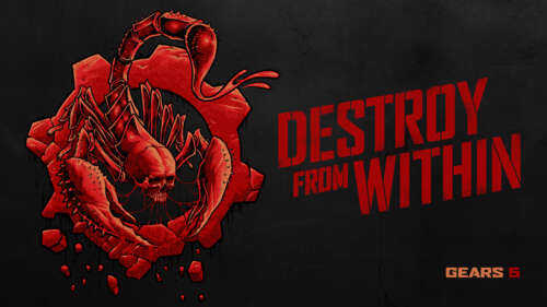 A cinematic character from the video game Gears 5 standing in a dark, atmospheric... high definition wallpaper