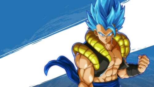 Gogeta from Dragon Ball FighterZ in a powerful combat stance. free hd wallpapers