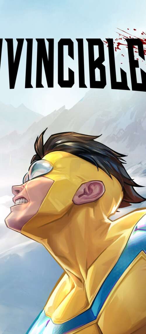 Mark Grayson, the superhero Invincible, in a dynamic battle scene from a concept... wallpaper photo gallery download