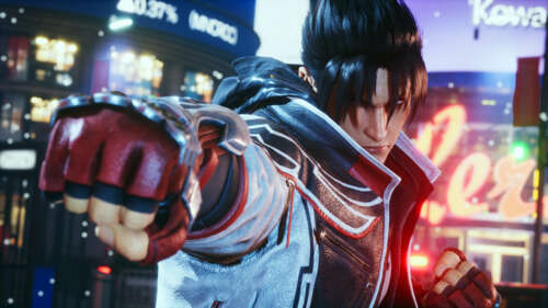 Jin Kazama in a dynamic combat pose during Tekken 8 gameplay. free hd wallpapers