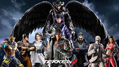 Cinematic character art poster of Jin Kazama from Tekken 8 featuring dramatic lighting... free hd wallpapers
