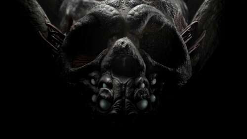 A cinematic and intense close-up of Kong from the MonsterVerse, showing detailed... wallpaper