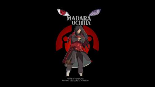 A dramatic, high-detail portrait of Madara Uchiha from Naruto against a solid black...