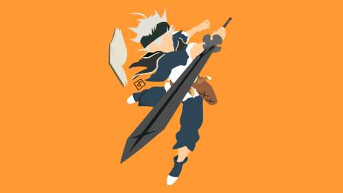 Minimalist faceless silhouette of Asta from Black Clover against a vibrant orange... wallpaper