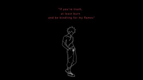 Minimalist illustration of Izuku Midoriya from My Hero Academia on a black background.