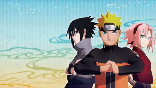An anime poster featuring Naruto Uzumaki, Sasuke Uchiha, and Sakura Haruno from the... wallpaper download