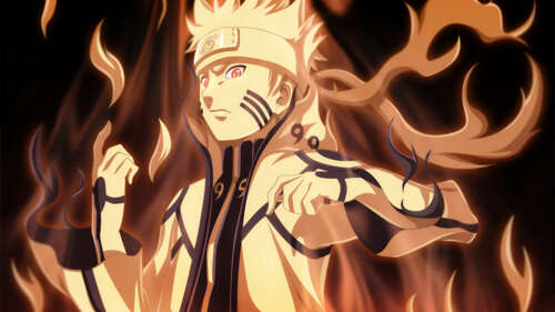 Naruto Uzumaki with the fierce energy of the Nine-Tailed Fox wallpaper