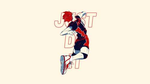 Shoyo Hinata from Haikyuu!! in a dynamic volleyball pose, inspired by a Nike Just... pictures for wallpaper