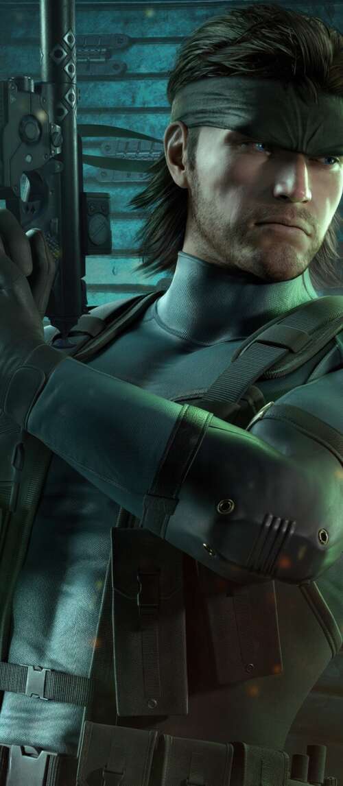 A high-detail, cinematic close-up of Solid Snake from Metal Gear Solid wearing advanced... high definition wallpaper