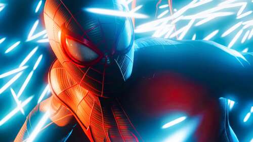 A high-detail cinematic shot of Spider-Man from the video game Marvel's Spider-Man...