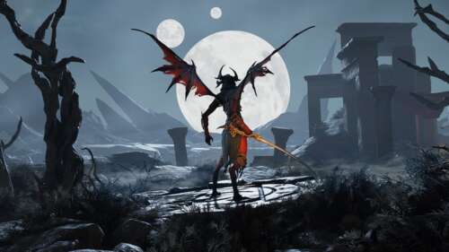 The Hellsinger protagonist from the video game Metal: Hellsinger amidst a dark, heavy... pictures for wallpaper
