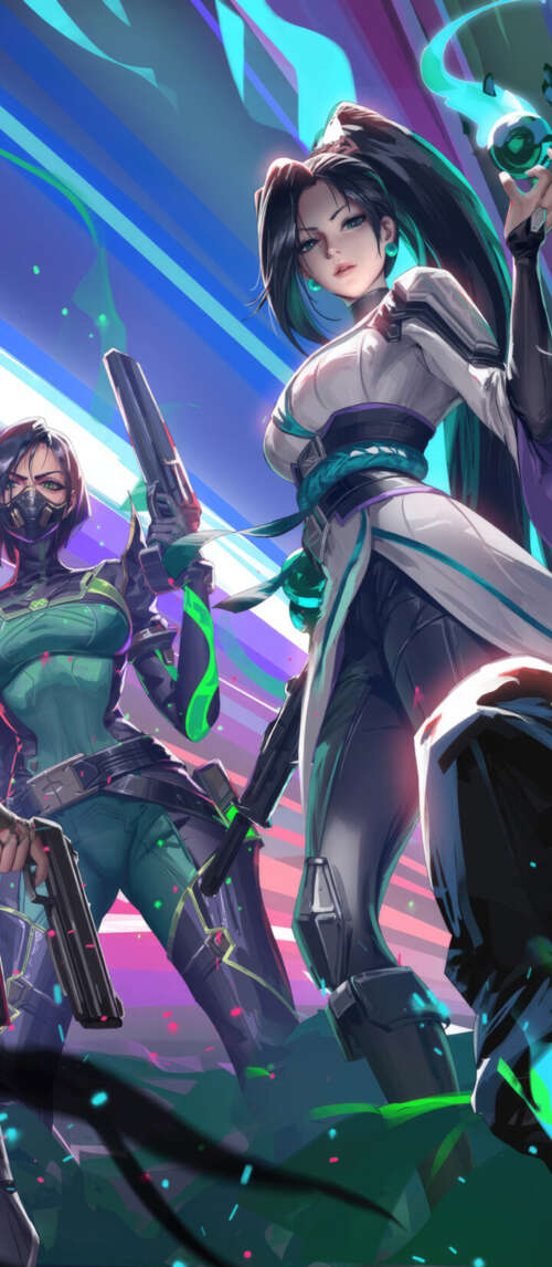 A group of female characters Viper, Sage, Jett, Killjoy, and Fade from the game Valorant. Xiaomi Redmi 14C 5G high definition wallpaper