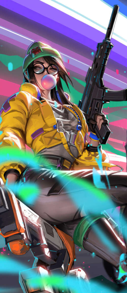 A group portrait of Valorant characters Viper, Sage, Jett, Killjoy, and Fade. lock screen wallpaper