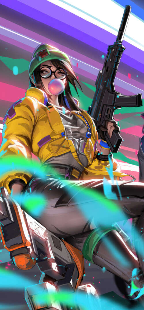 A group portrait of Valorant characters Viper, Sage, Jett, Killjoy, and Fade. UmiDigi Umidigi X wallpapers for android