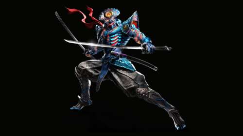 A highly detailed, high-contrast close-up of Yoshimitsu from the video game Tekken... pictures for wallpaper