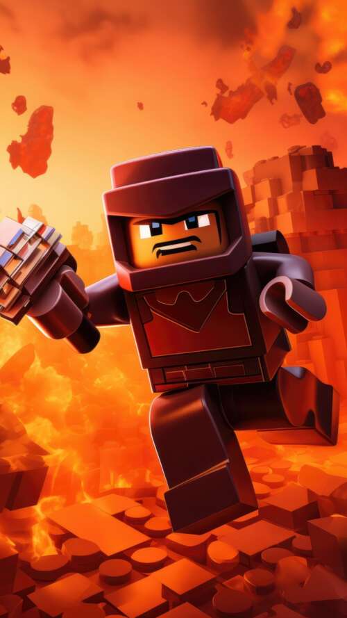 A colorful blocky character made of interlocking bricks in a Roblox and LEGO inspired... free wallpaper