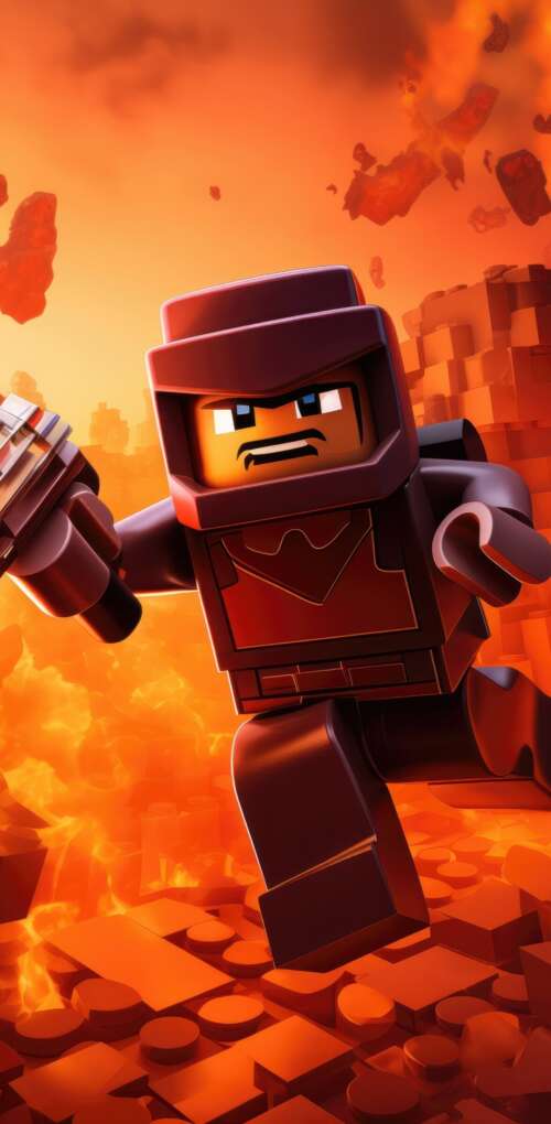 A colorful blocky character made of interlocking bricks in a Roblox and LEGO inspired... Huawei Mate 30 Pro free wallpaper