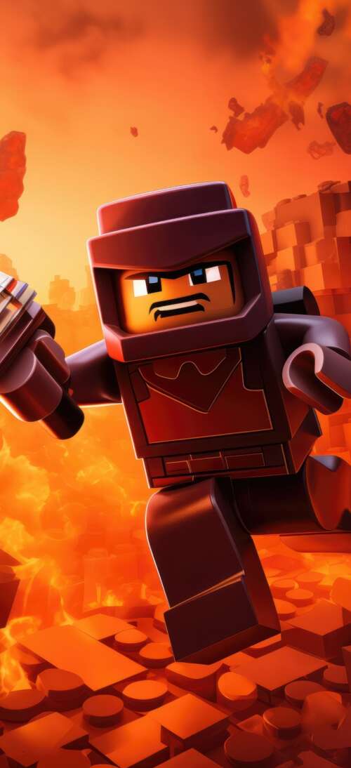 A colorful blocky character made of interlocking bricks in a Roblox and LEGO inspired... realme neo7 Turbo lock screen wallpaper