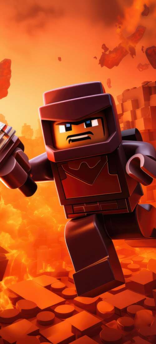 A colorful blocky character made of interlocking bricks in a Roblox and LEGO inspired... Honor Magic V6 high definition wallpaper