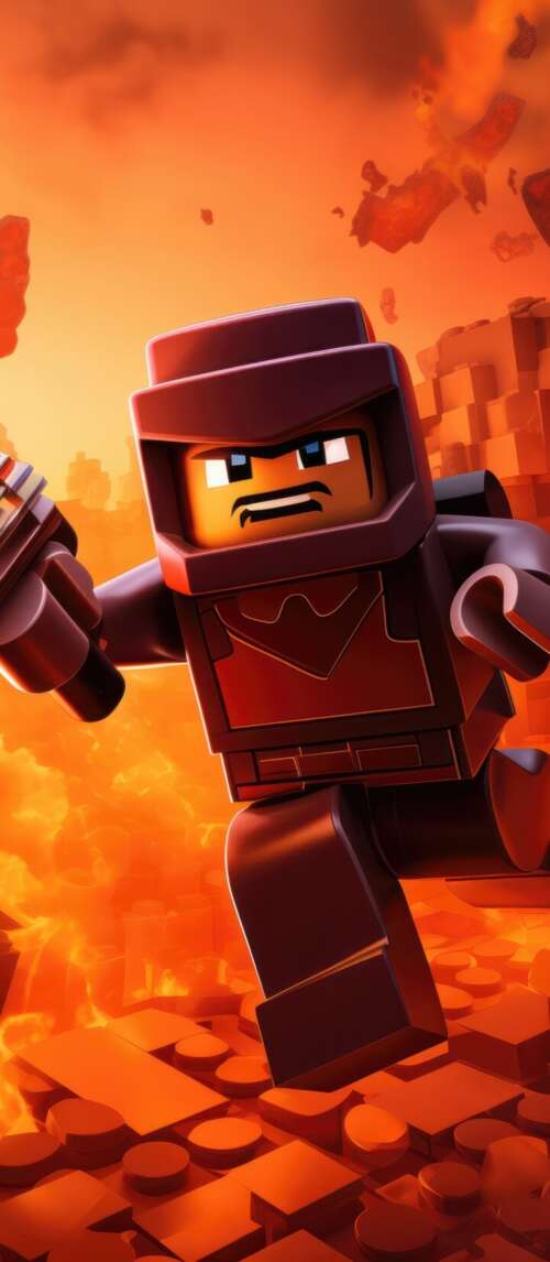 A colorful blocky character made of interlocking bricks in a Roblox and LEGO inspired... Xiaomi Redmi 14C 5G lock screen wallpaper