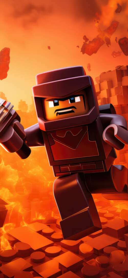 A colorful blocky character made of interlocking bricks in a Roblox and LEGO inspired... Apple iPhone 17 Pro Max free background images