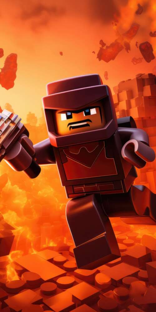 A colorful blocky character made of interlocking bricks in a Roblox and LEGO inspired... Doogee Fire 3