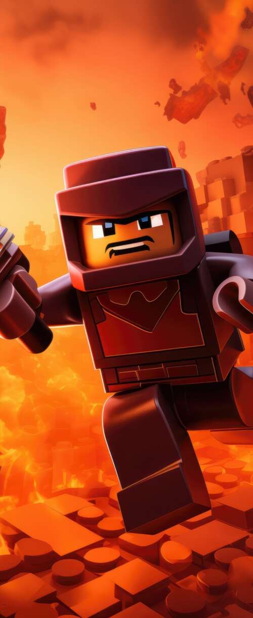 A colorful blocky character made of interlocking bricks in a Roblox and LEGO inspired... Meizu Note 16 wallpaper download