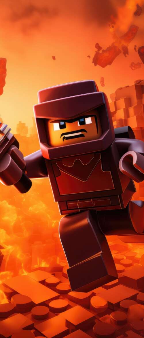 A colorful blocky character made of interlocking bricks in a Roblox and LEGO inspired... Samsung Galaxy Z Flip7 free background images