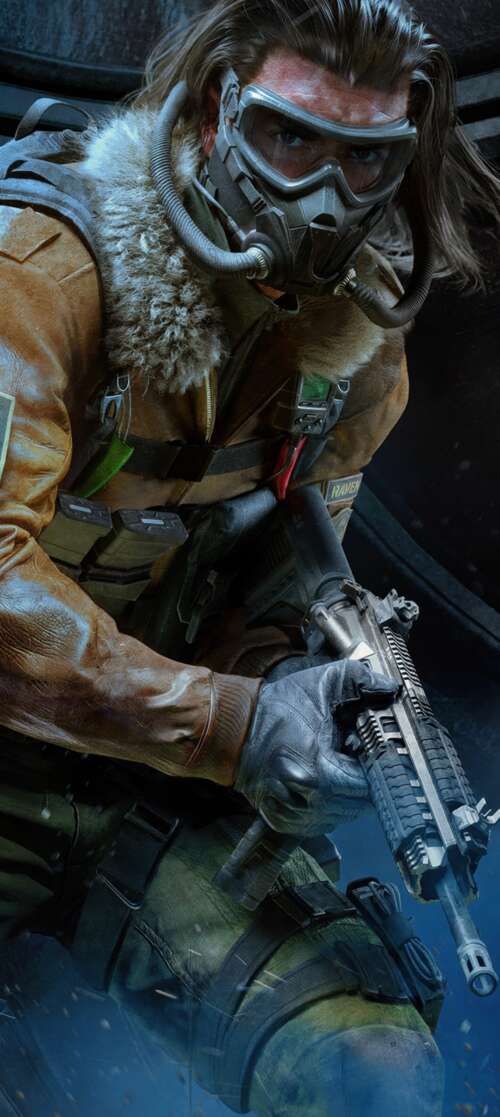 A tactical military operator equipped with futuristic combat gear and advanced weaponry... Doogee Fire 7 mobile wallpaper