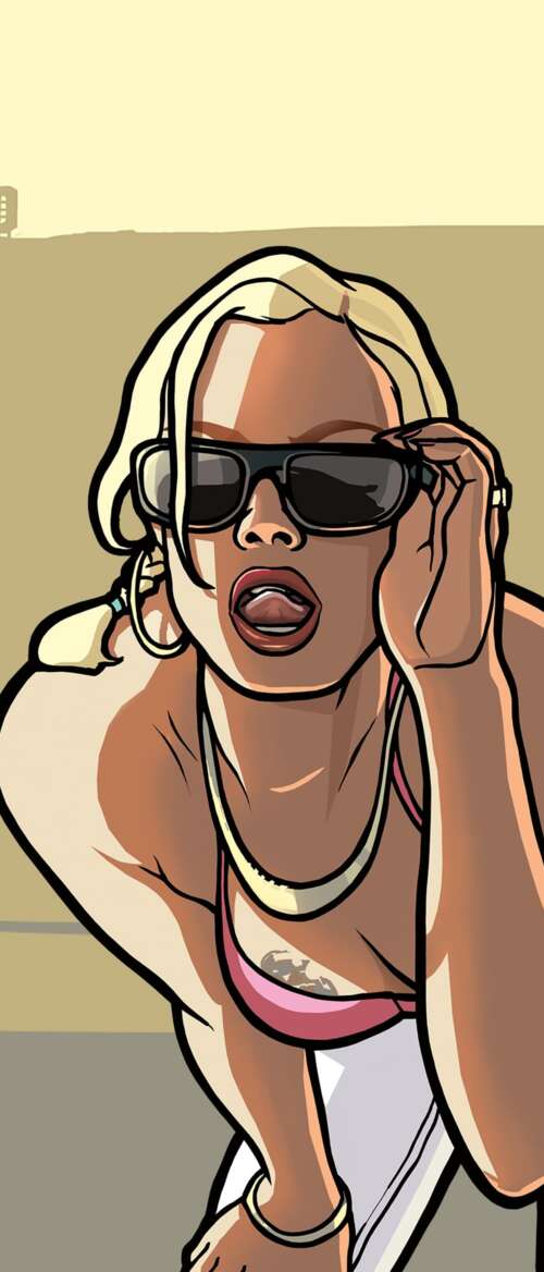Carl "CJ" Johnson from Grand Theft Auto: San Andreas standing in a street setting,... Samsung Galaxy Z TriFold wallpaper
