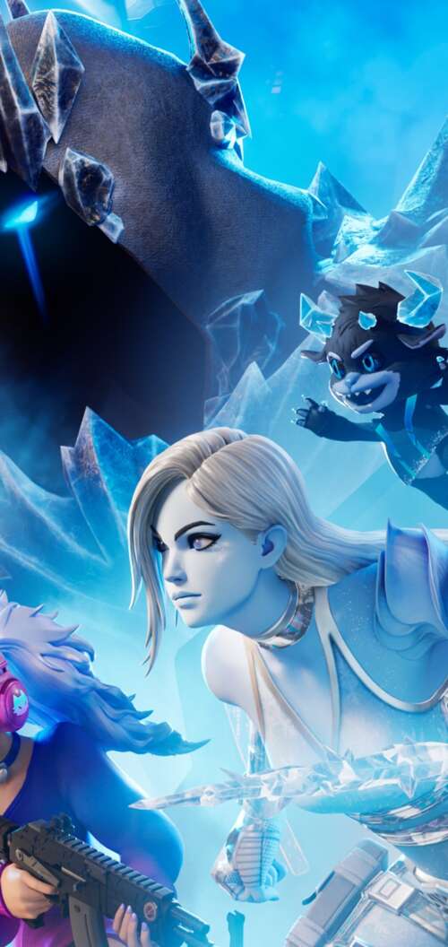 A character from Fortnite Battle Royale prepared for combat in a colorful, high-tech... TCL K70 hd background