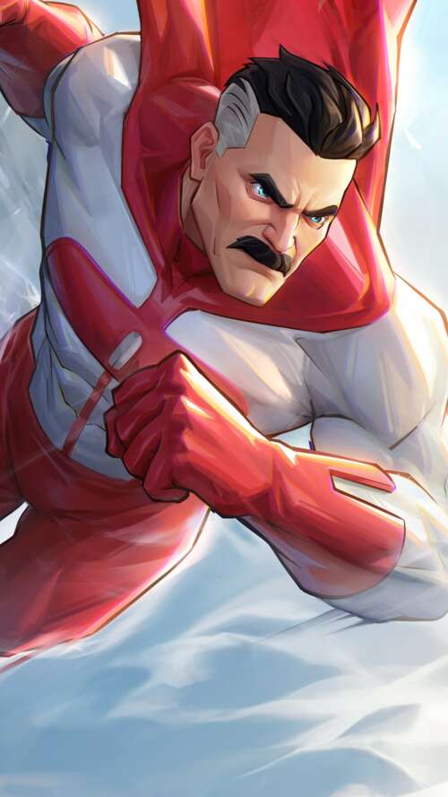 A cinematic battle scene featuring Invincible (Mark Grayson) from the Invincible... Apple iPhone SE 2020 free hd wallpapers