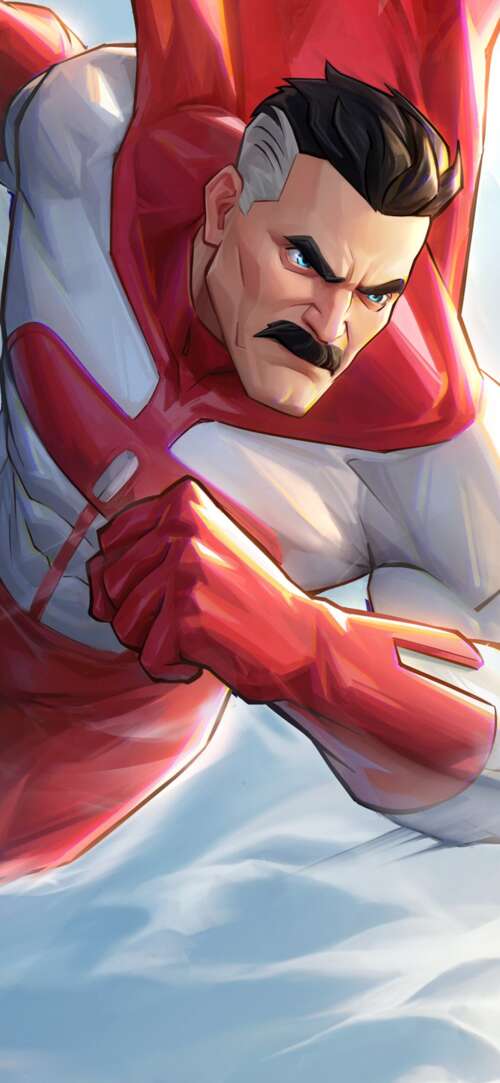 A cinematic battle scene featuring Invincible (Mark Grayson) from the Invincible... Apple iPhone 17 Pro Max pictures for wallpaper