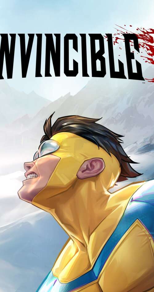 Mark Grayson, the superhero Invincible, in a dynamic battle scene from a concept... Sharp Aquos C10 free wallpaper