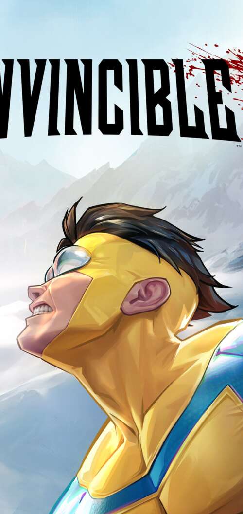 Mark Grayson, the superhero Invincible, in a dynamic battle scene from a concept... TCL K70 free hd wallpapers