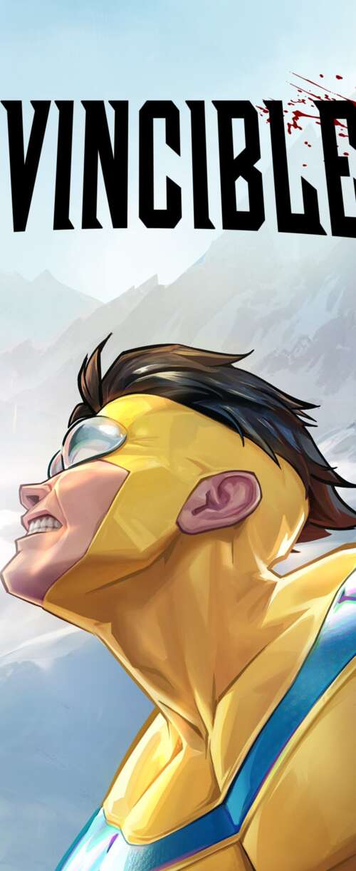 Mark Grayson, the superhero Invincible, in a dynamic battle scene from a concept... Meizu Note 16 wallpaper download