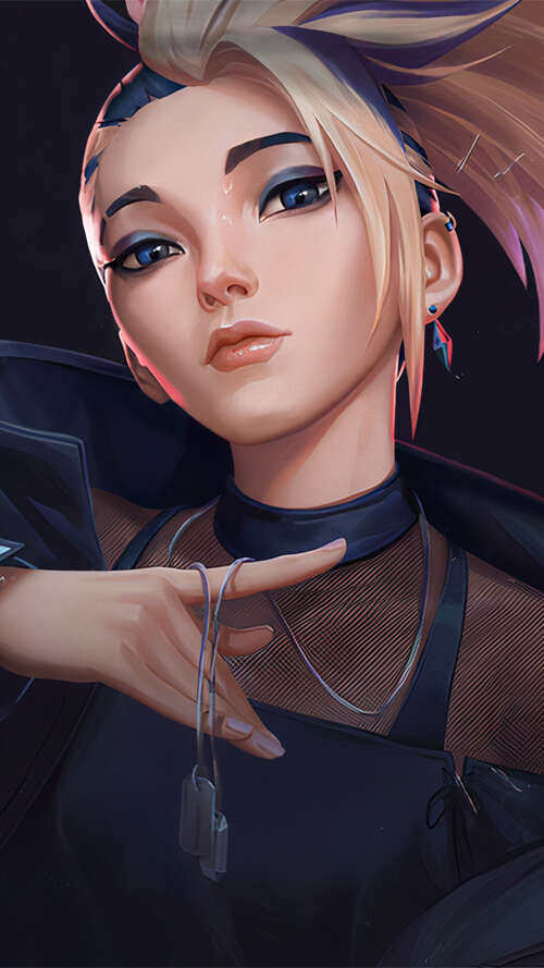 Akali from League of Legends K/DA wearing neon-accented urban streetwear lava Play Max download free wallpaper for phone
